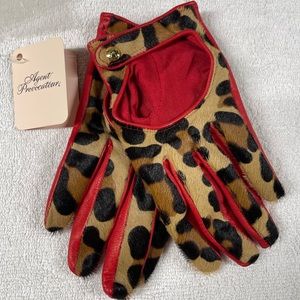 Agent Provocateur red leather and leopard print driving gloves